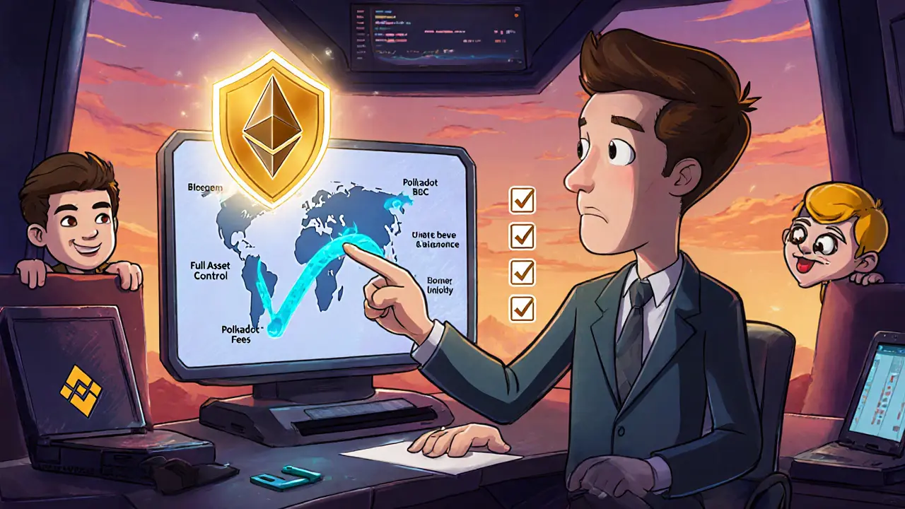 Trader reviewing IDEX roadmap, token, and checklist with blockchain map in background.