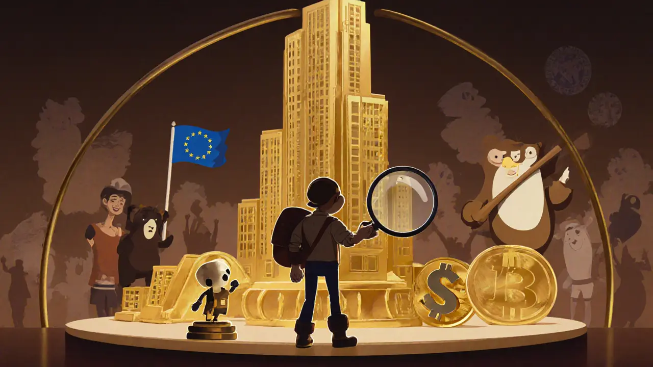 Investor weighing a massive real‑estate tower against a tiny UBXS token.