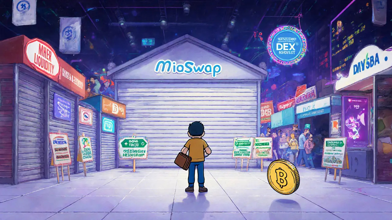 A confused user in front of an empty crypto marketplace with zero trading activity.