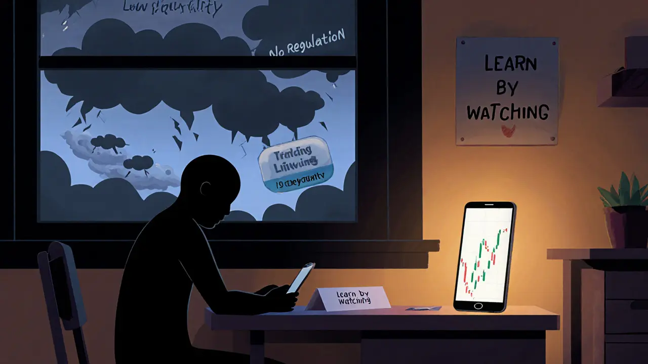 An abandoned iPhone beside a glowing Android device streaming a trade, with a cozy interior contrasting a stormy external sky.