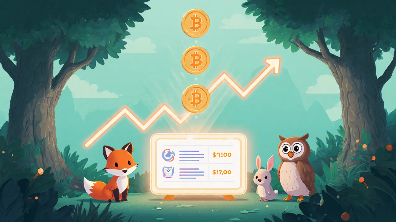 Cute animal community voting on token releases, illustrating dynamic vesting.
