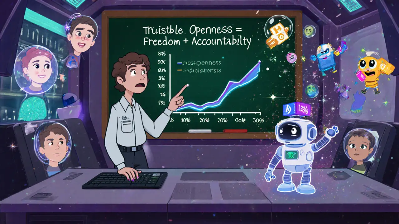 An engineer monitoring a graph showing Sybil attacks reduced by identity verification systems.