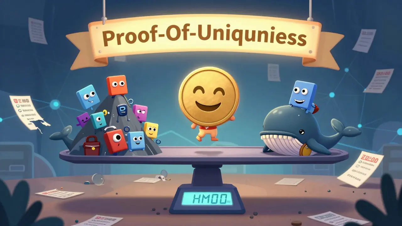 A human-shaped HMND token balancing against bot avatars and whale monsters on a digital scale.