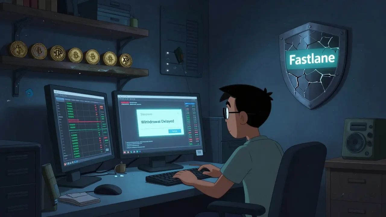 Neglected crypto office in 2022 with outdated tech and frozen withdrawals.