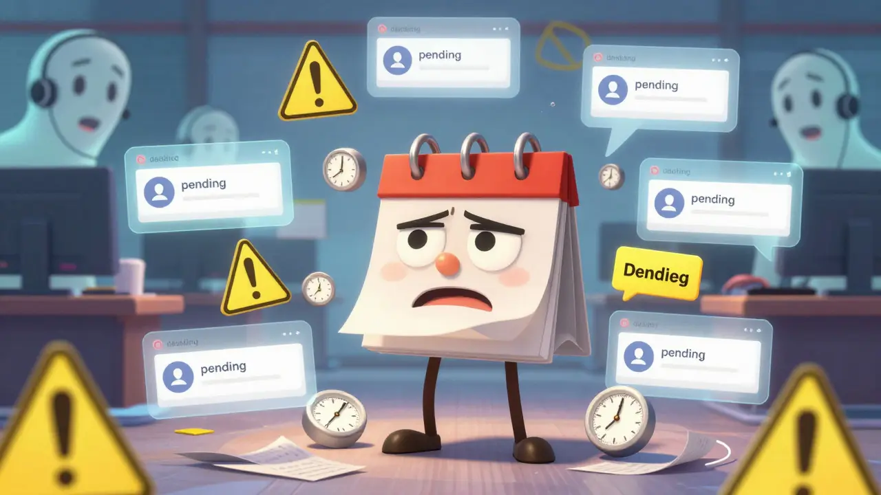 Frustrated character surrounded by delay symbols and clocks