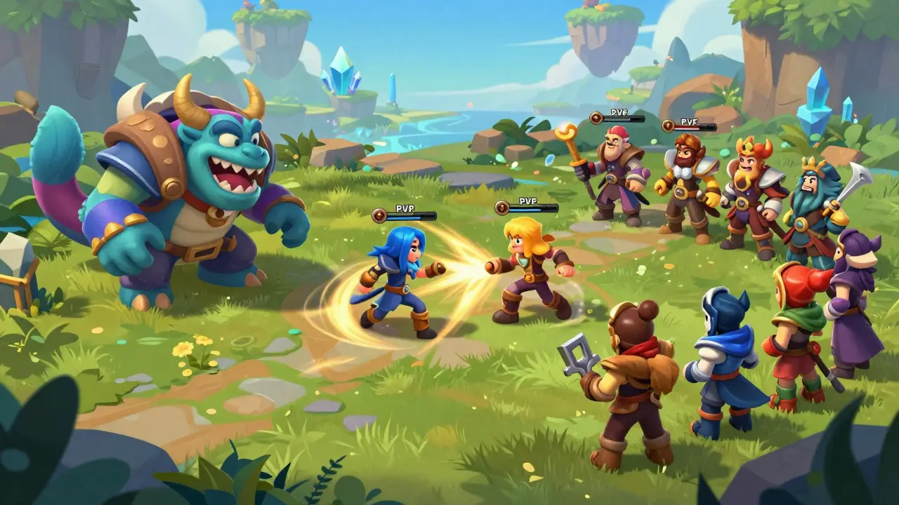 Fantasy heroes battling monsters and rivals in ArchLoot