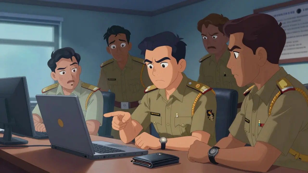 Officials seize laptop and hardware wallet in a government office