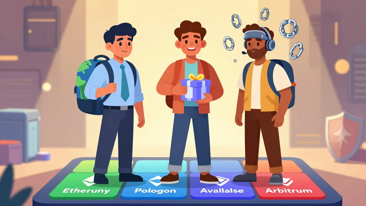 Three user types standing on multi-chain platform