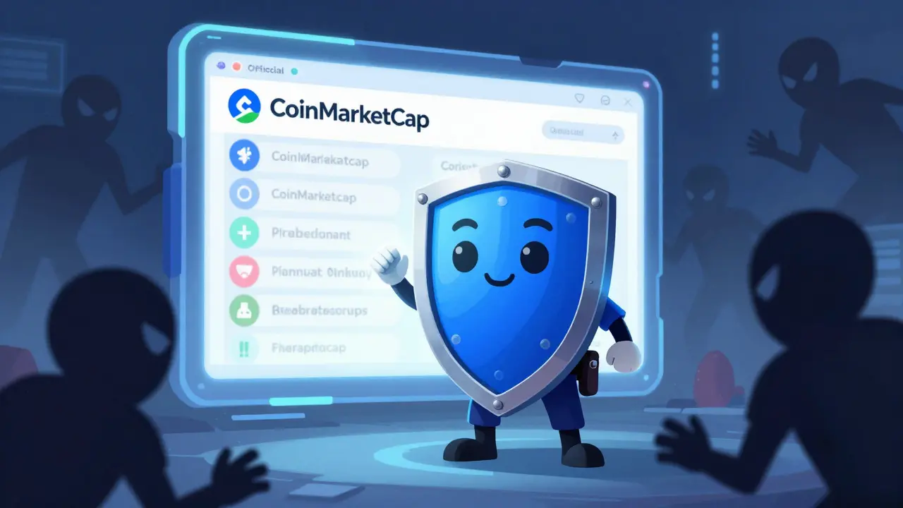 A shield character protecting users from crypto scams in a digital world