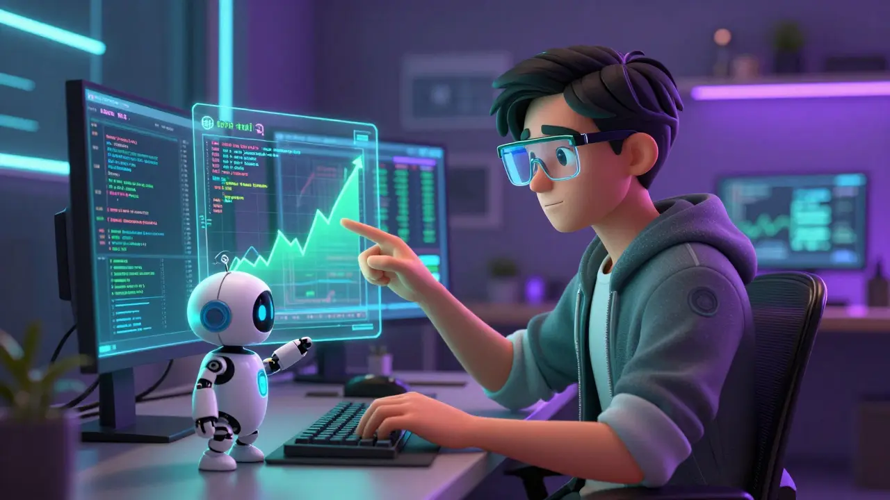 Developer using robust API for automated crypto trading bots