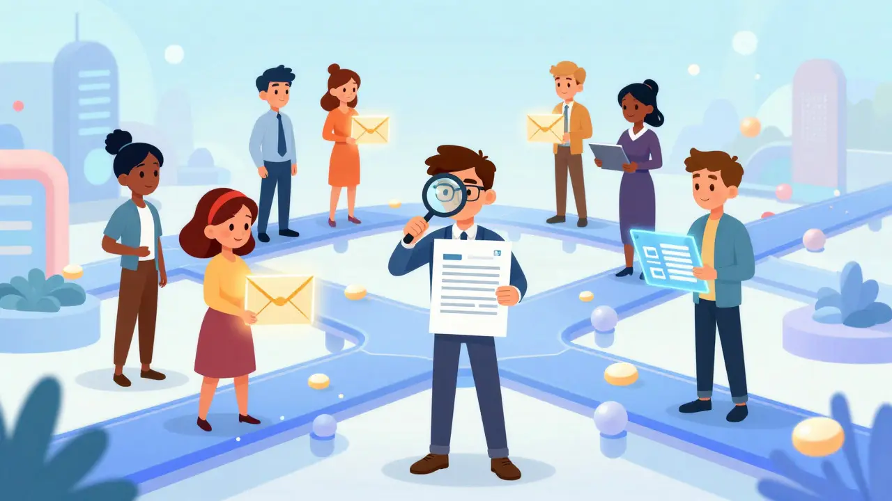 Characters safely exchanging crypto assets in a digital network, DreamWorks style