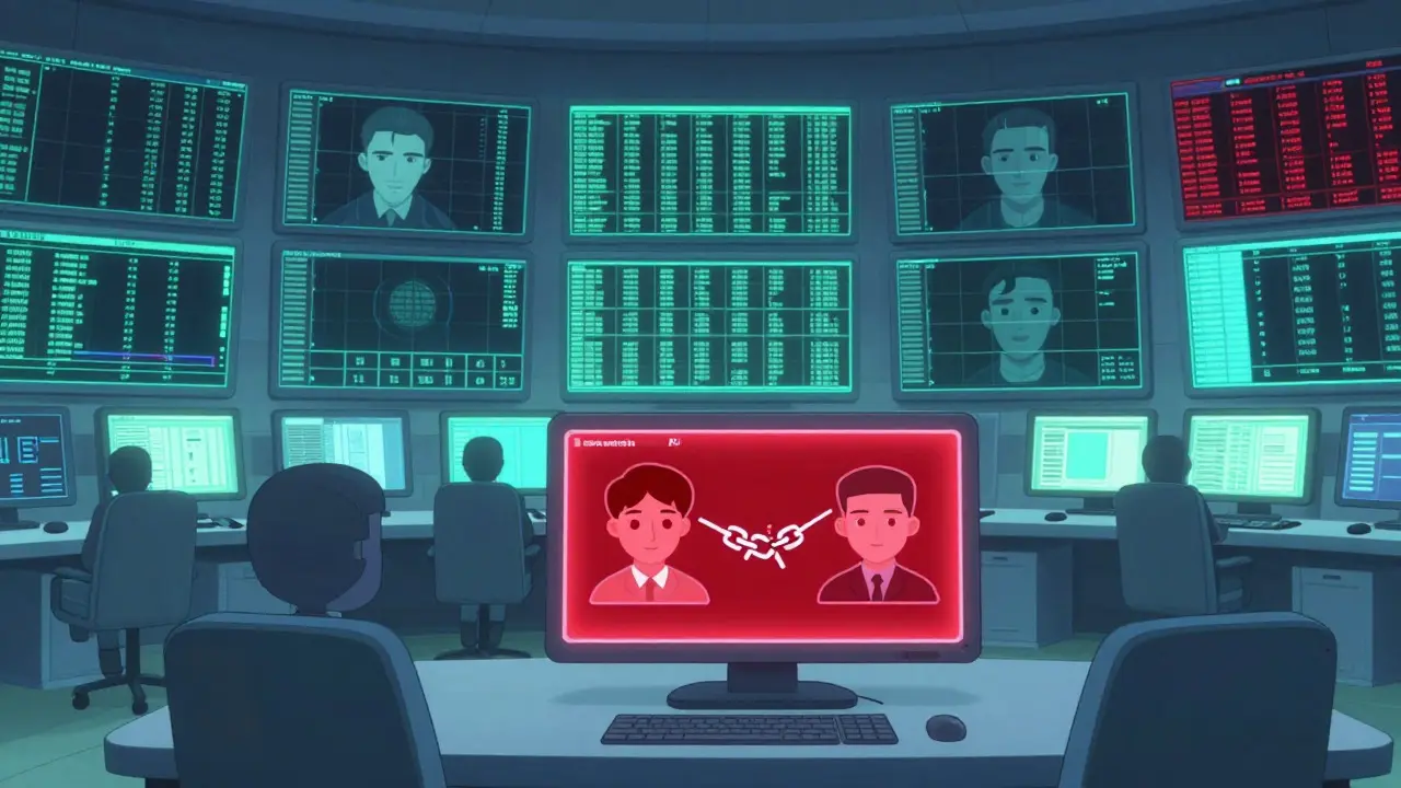 High-tech bank surveillance system flagging suspicious crypto transactions