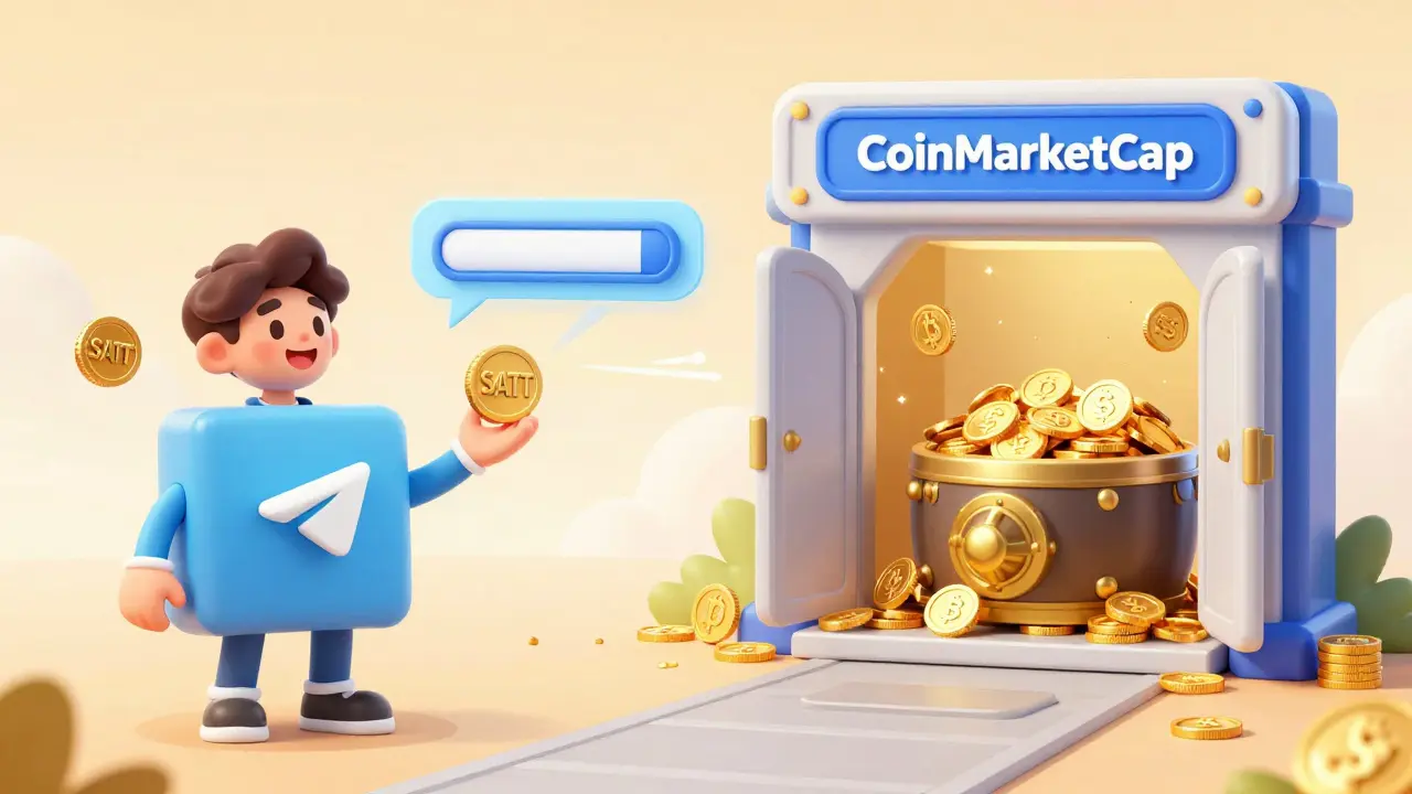 Illustration of Telegram bot and CoinMarketCap reward paths