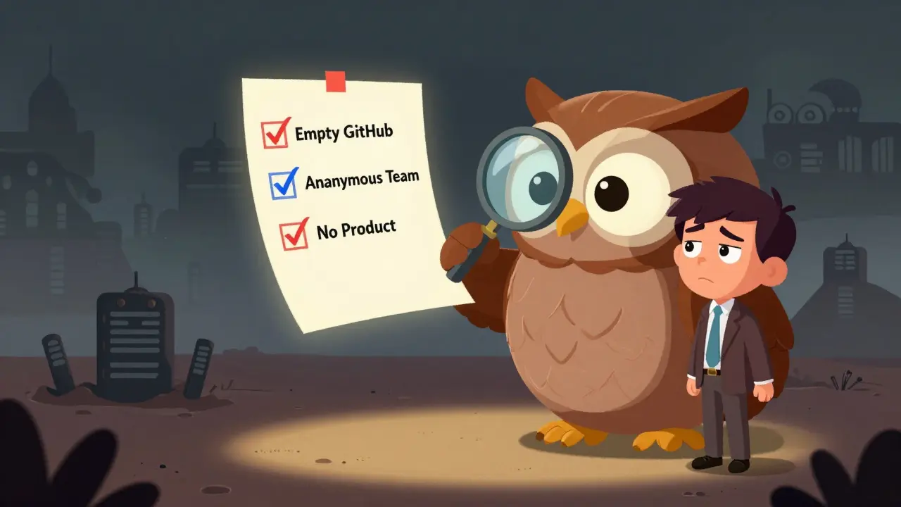 Owl detective teaching investor how to spot crypto scams with checklist