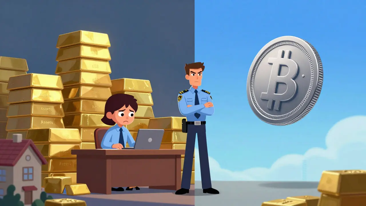 Illustration comparing crypto assets with stable digital rupee