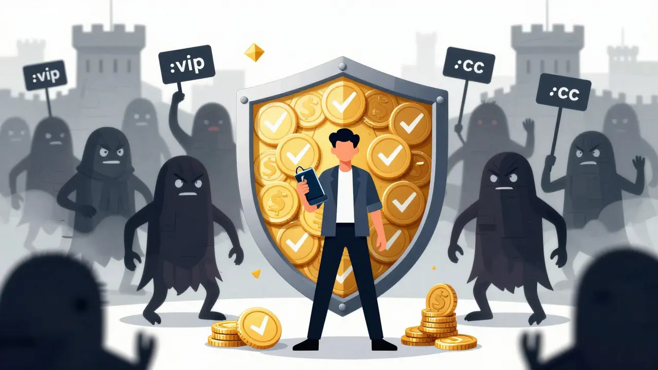Shield protecting user from fake exchange monsters