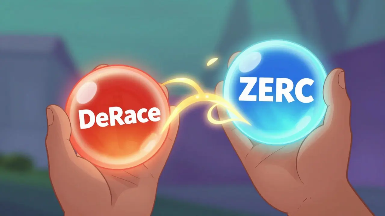 Two glowing orbs connected by light, symbolizing a seamless token swap process