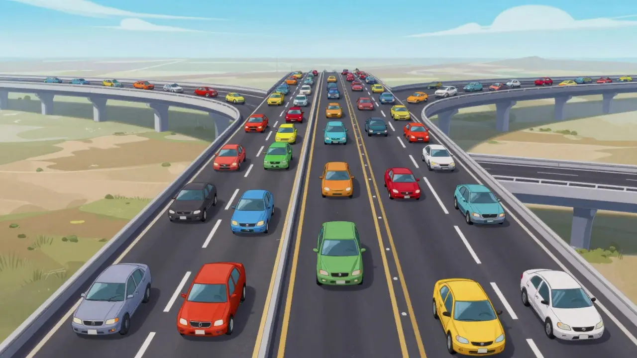 Widened sharded highway with parallel lanes for distributed processing