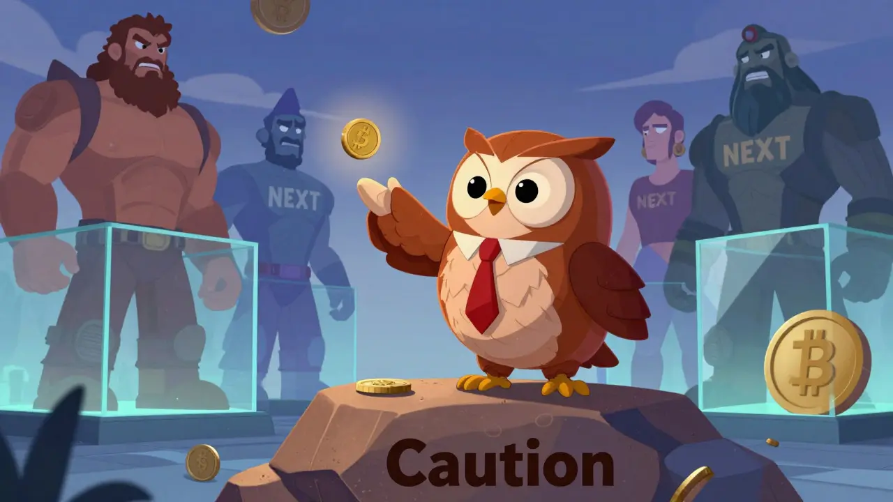 Wise advisor character warning about unverified crypto exchange